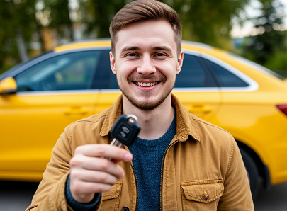 Водитель MV Taxi с ключами от автомобиля